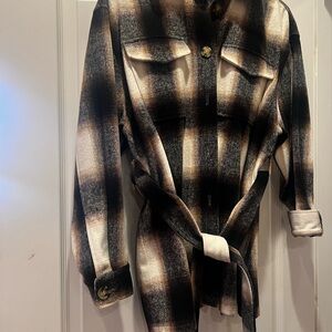 ANTONIO MELANI Checkered Utility Jacket - Black, Brown, Cream